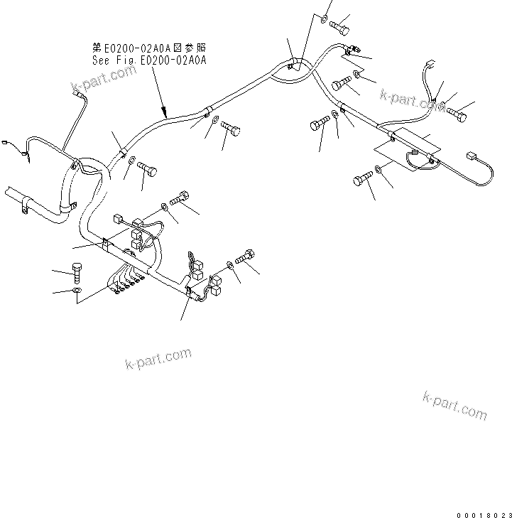 Komatsu parts book diagram for PC200LC-7-BP S/N 200001-UP: WIRING (MAIN HARNESS) (CLIP) (1/2)(#250001-)