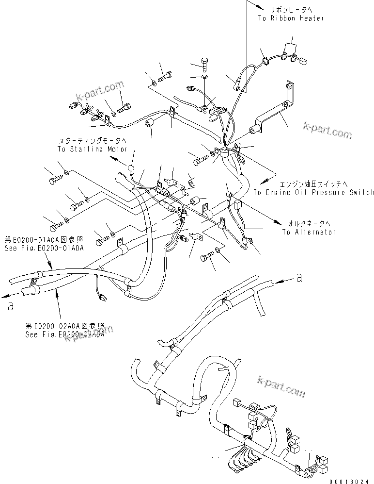 Komatsu parts book diagram for PC200LC-7-BP S/N 200001-UP: WIRING (MAIN HARNESS) (CLIP) (2/2)(#250001-)