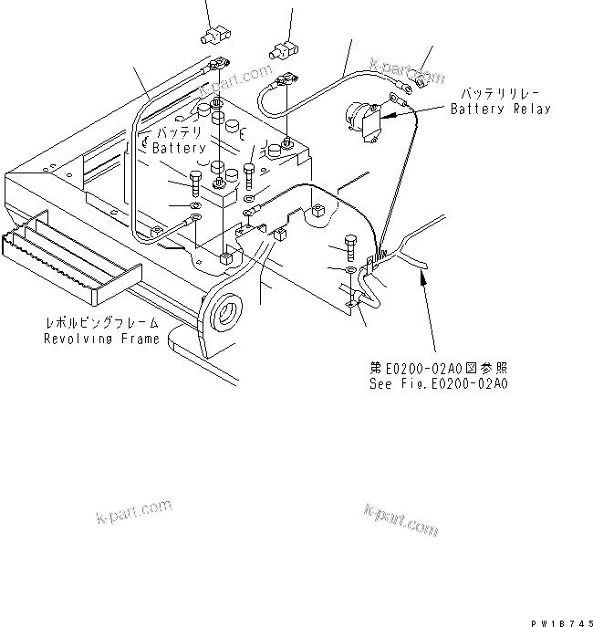 Komatsu parts book diagram for PC200LC-7-BP S/N 200001-UP: WIRING (BATTERY CASE)(#200001-250000)
