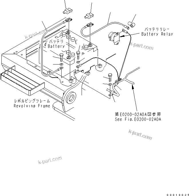Komatsu parts book diagram for PC200LC-7-BP S/N 200001-UP: WIRING (BATTERY CASE)(#250001-)