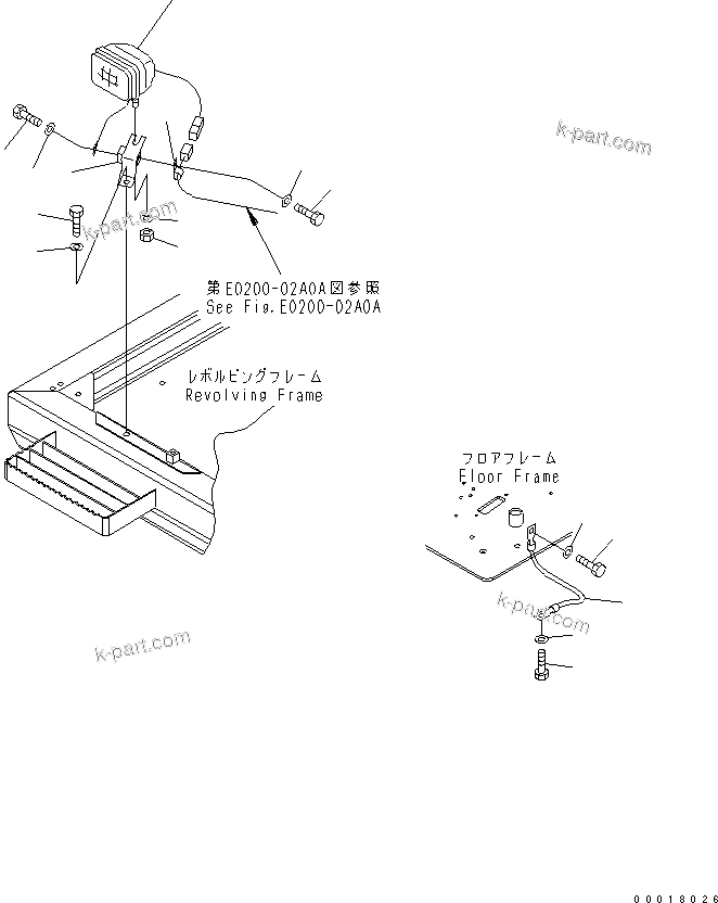 Komatsu parts book diagram for PC200LC-7-BP S/N 200001-UP: WIRING (WORKING LAMP ? FRONT)(#250001-)