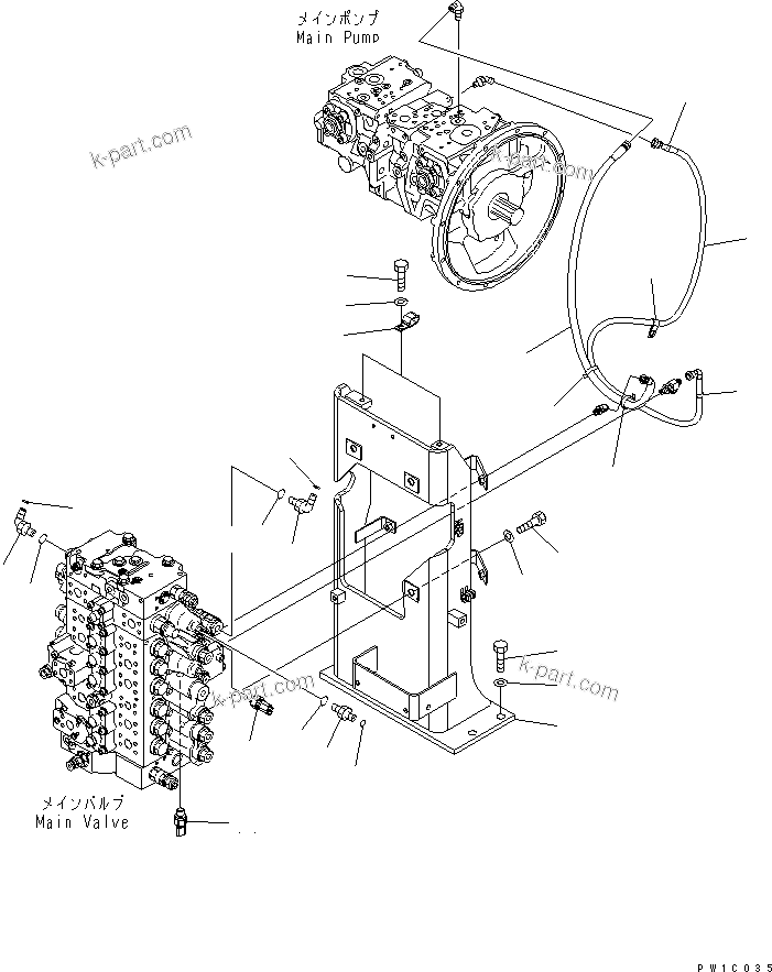 Komatsu parts book diagram for PC200LC-7-BP S/N 200001-UP: MAIN VALVE (VALVE BRACKET) (1 ACTUATOR)