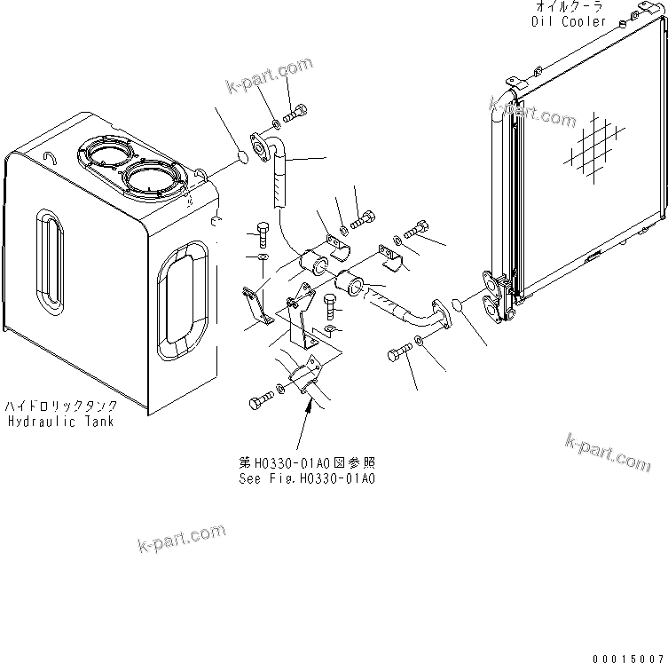 Komatsu parts book diagram for PC200LC-7-BP S/N 200001-UP: OIL COOLER LINE
