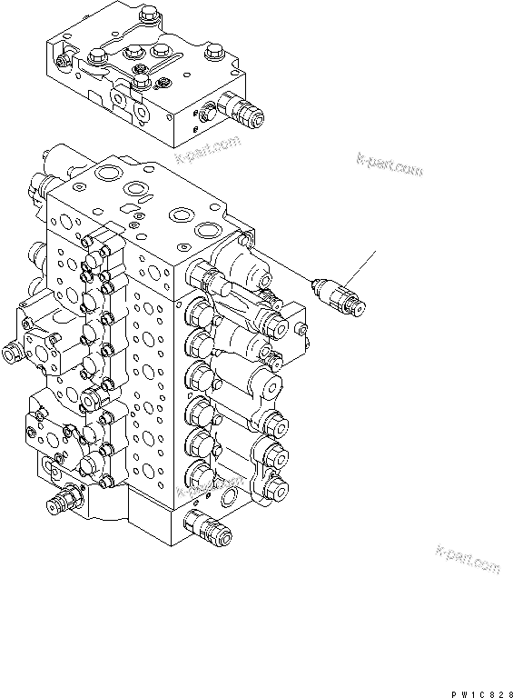 Komatsu parts book diagram for PC200LC-7-BP S/N 200001-UP: RELIEF VALVE (250 KG/CM2) (FOR SERVICE VALVE)