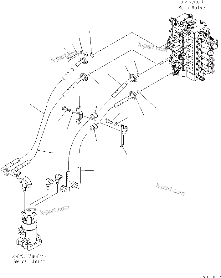 Komatsu parts book diagram for PC200LC-7-BP S/N 200001-UP: TRAVEL LINES