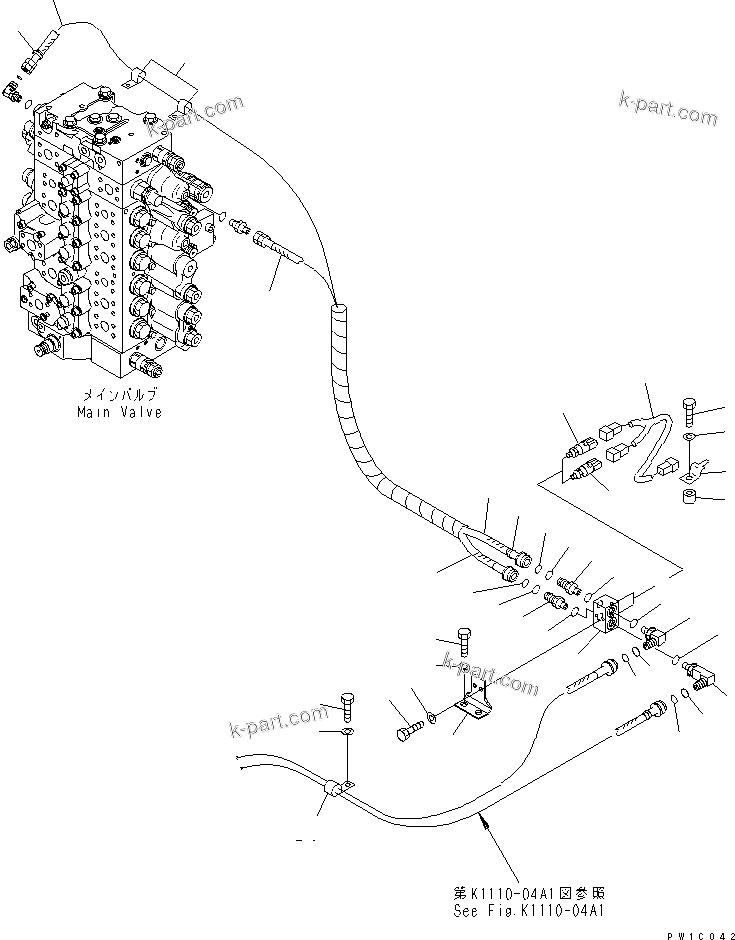 Komatsu parts book diagram for PC200LC-7-BP S/N 200001-UP: PPC MAIN LINE (BLOCK) (1 ACTUATOR)
