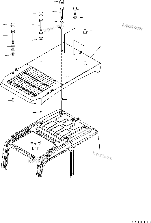 Komatsu parts book diagram for PC200LC-7-BP S/N 200001-UP: TOP GUARD(#200976-)