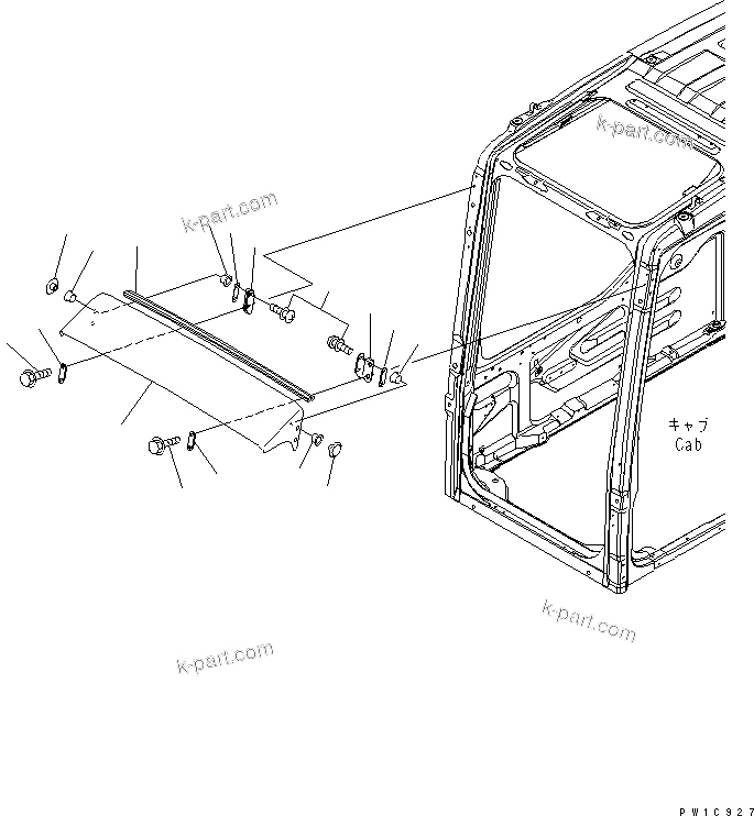Komatsu parts book diagram for PC200LC-7-BP S/N 200001-UP: RAIN VISOR(#200308-)