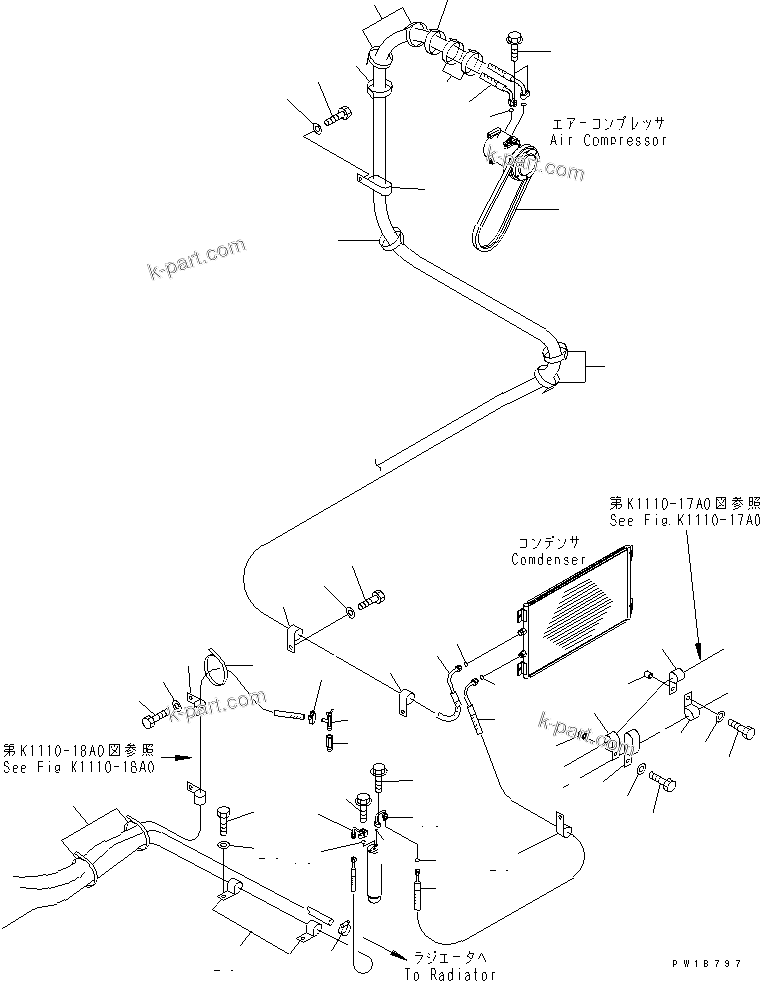 Komatsu parts book diagram for PC200LC-7-BP S/N 200001-UP: AIR CONDITIONER (HOSE)(#200001-250000)