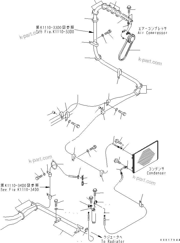 Komatsu parts book diagram for PC200LC-7-BP S/N 200001-UP: AIR CONDITIONER (HOSE)(#250001-)