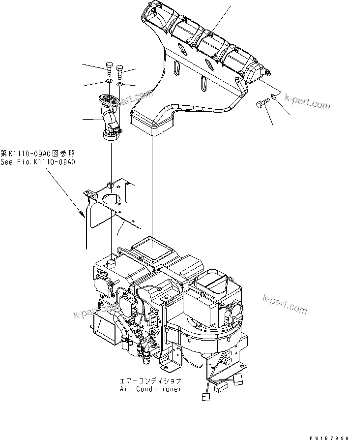 Komatsu parts book diagram for PC200LC-7-BP S/N 200001-UP: AIR CONDITIONER (REAR DUCT)