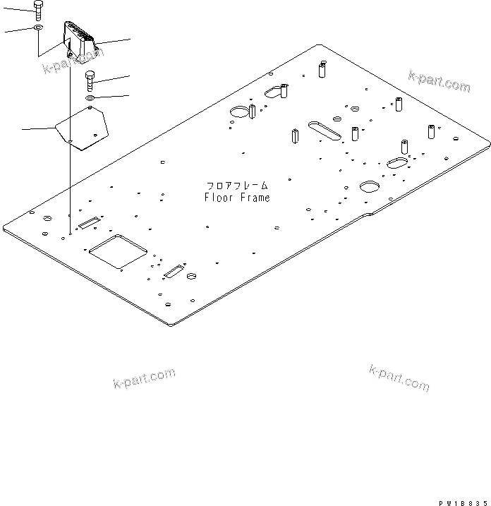 Komatsu parts book diagram for PC200LC-7-BP S/N 200001-UP: FLOOR FRAME (FOOT REST) (R.H.)(#200001-250000)