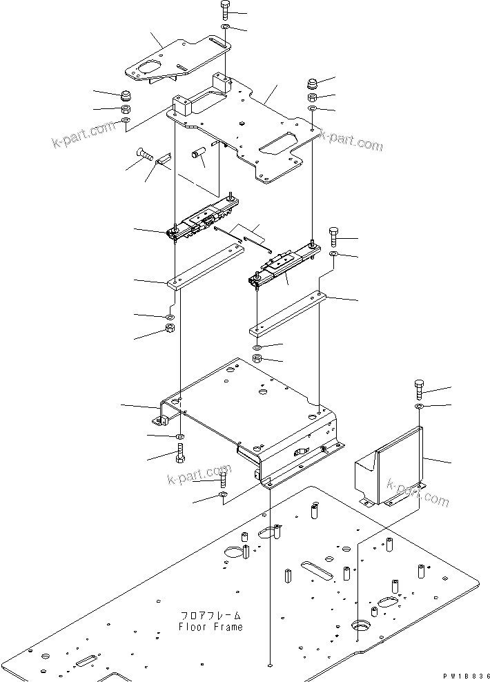 Komatsu parts book diagram for PC200LC-7-BP S/N 200001-UP: FLOOR FRAME (BASE)(#200001-250000)