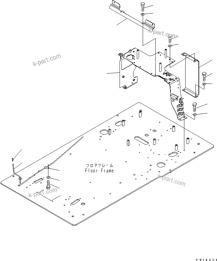 Komatsu parts book diagram for PC200LC-7-BP S/N 200001-UP: FLOOR FRAME (REAR FRAME AND WINDW WASHER)(#200001-250000)
