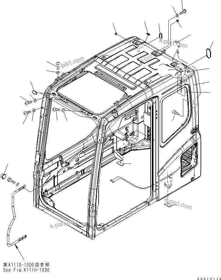 Komatsu parts book diagram for PC200LC-7-BP S/N 200001-UP: FLOOR FRAME (OPERATOR'S CAB) (PLUG BOLT AND ANNTENA)(#250001-)