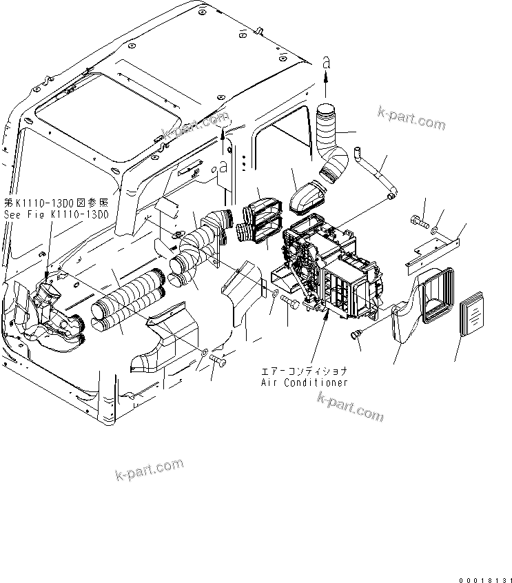 Komatsu parts book diagram for PC200LC-7-BP S/N 200001-UP: FLOOR FRAME (OPERATOR'S CAB) (PLATE AND DUCT)(#250001-)