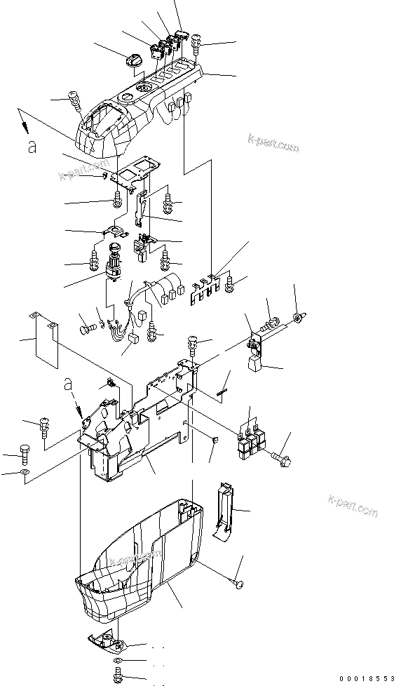 Komatsu parts book diagram for PC200LC-7-BP S/N 200001-UP: FLOOR FRAME (CONSOLE) (R.H.)(#200001-250000)