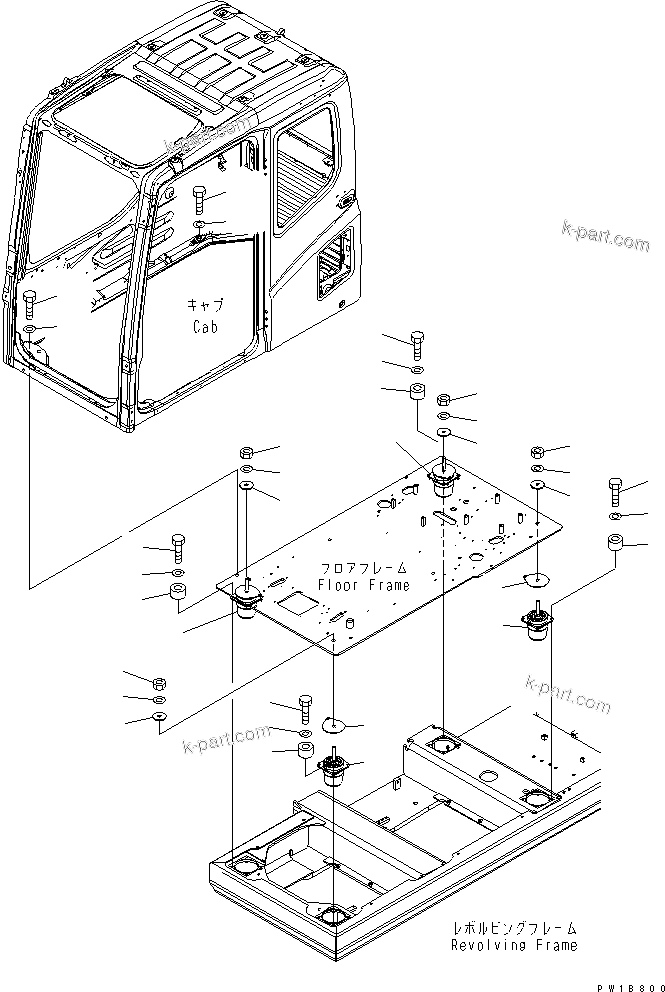 Komatsu parts book diagram for PC200LC-7-BP S/N 200001-UP: FLOOR MOUNT