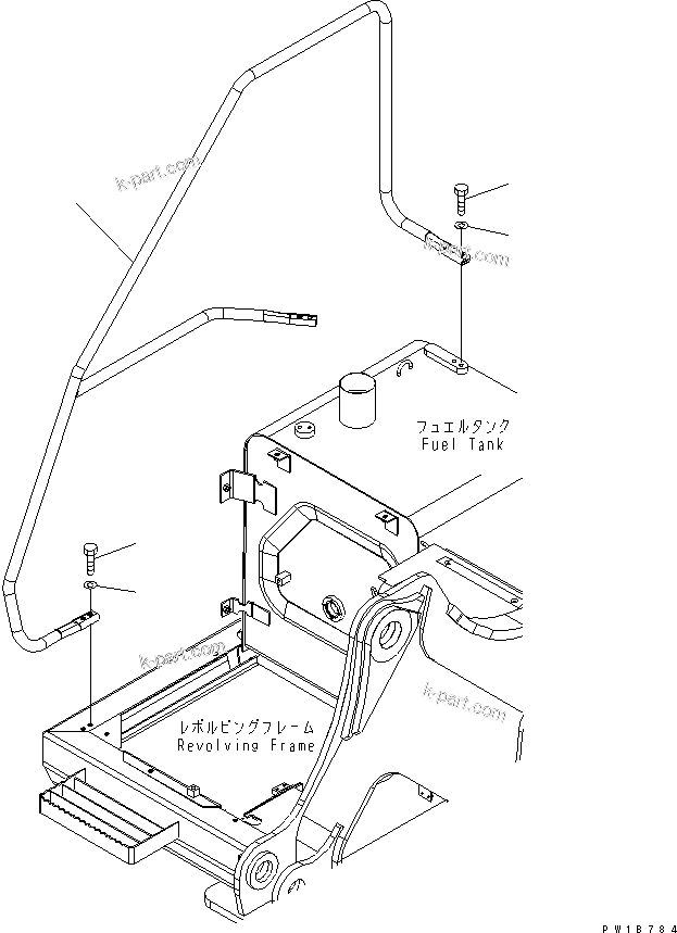 Komatsu parts book diagram for PC200LC-7-BP S/N 200001-UP: HANDRAIL
