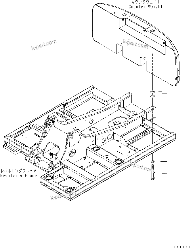 Komatsu parts book diagram for PC200LC-7-BP S/N 200001-UP: COUNTER WEIGHT MOUNTING