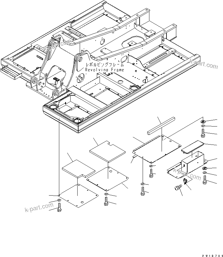 Komatsu parts book diagram for PC200LC-7-BP S/N 200001-UP: UNDER COVER (REVOLVING FRAME) (LEFT SIDE COVER AND TOOL BOX)