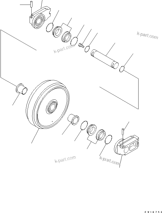 Komatsu parts book diagram for PC200LC-7-BP S/N 200001-UP: FRONT IDLER