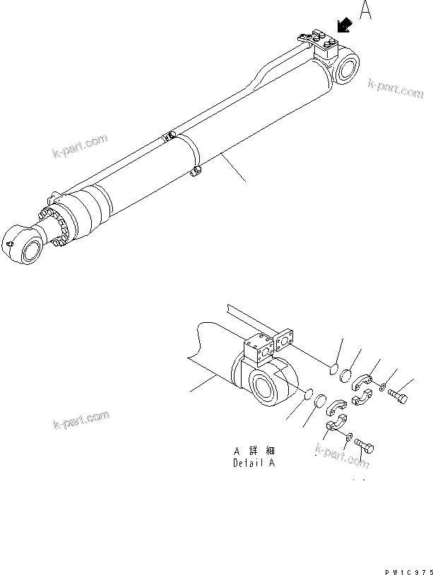 Komatsu parts book diagram for PC200LC-7-BP S/N 200001-UP: ARM CYLINDER (BLIND PARTS) (FOR COMPONENT)