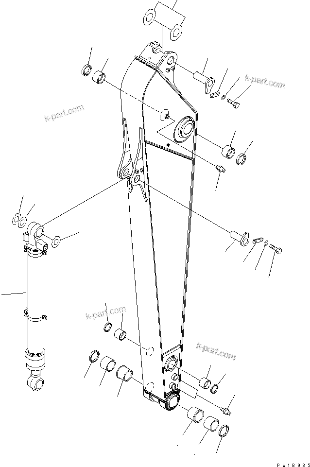 Komatsu parts book diagram for PC200LC-7-BP S/N 200001-UP: ARM (2.9M)(#250001-)