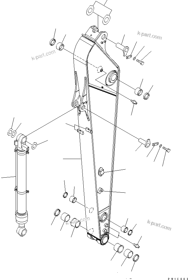 Komatsu parts book diagram for PC200LC-7-BP S/N 200001-UP: ARM (2.9M) (FOR ADDITIONAL PIPING)(#200001-250000)