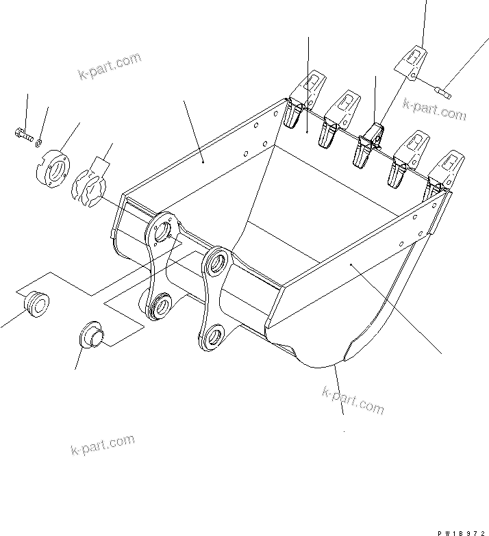 Komatsu parts book diagram for PC200LC-7-BP S/N 200001-UP: BUCKET ? 0.9M3 (CECE 0.8M3) ? 1200MM (HORIZONTAL PIN TYPE) (WITH ADJUSTER)