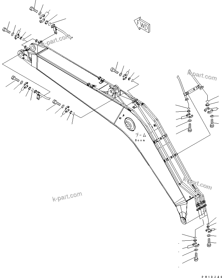 Komatsu parts book diagram for PC200LC-7-BP S/N 200001-UP: BLIND PARTS (BOOM) (1 ACTUATOR) (FOR COMPONENT)
