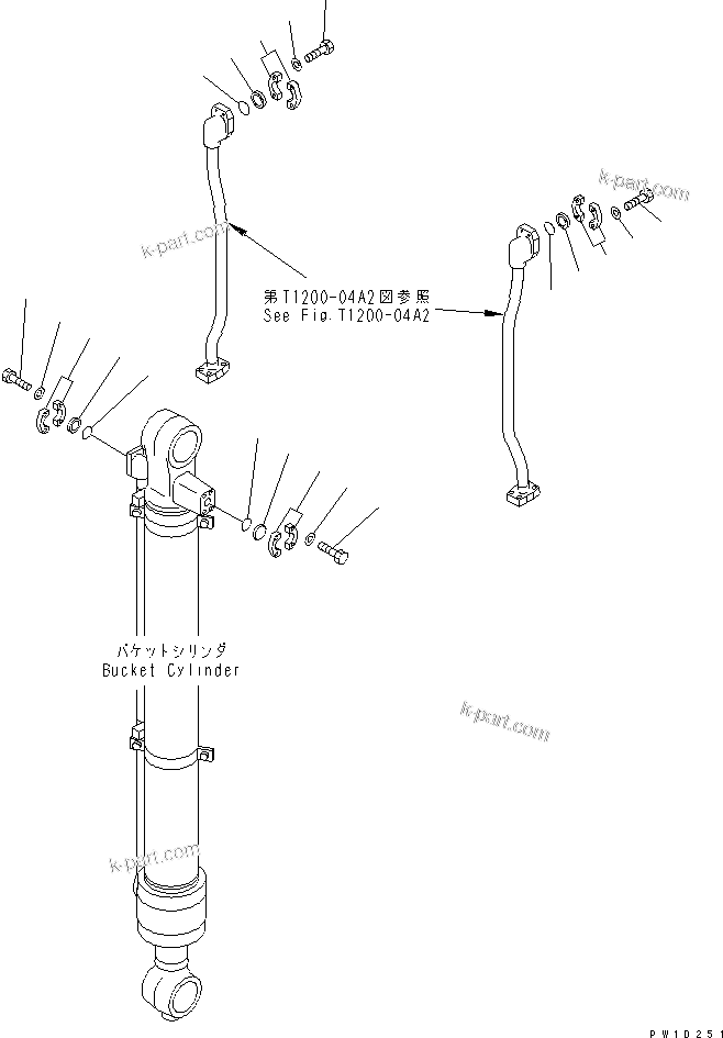 Komatsu parts book diagram for PC200LC-7-BP S/N 200001-UP: BLIND PARTS (ARM) (1 ACTUATOR)