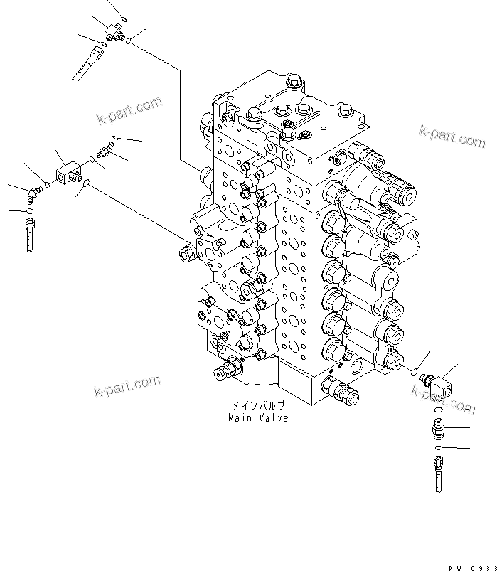 Komatsu parts book diagram for PC200LC-7-BP S/N 200001-UP: ARM CRANE (MAIN VALVE) (BURST VALVE)(#200976-)