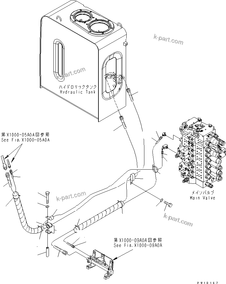Komatsu parts book diagram for PC200LC-7-BP S/N 200001-UP: ARM CRANE (DRAIN LINE)(#200976-)