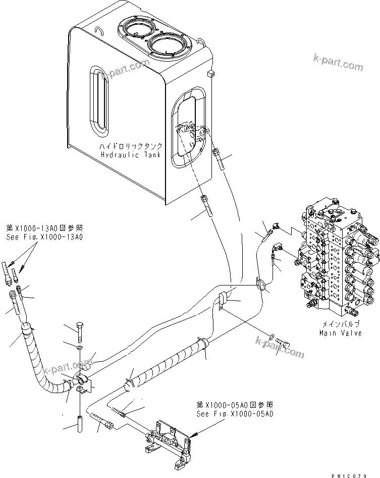 Komatsu parts book diagram for PC200LC-7-BP S/N 200001-UP: ARM CRANE (DRAIN LINE)(#200001-200975)