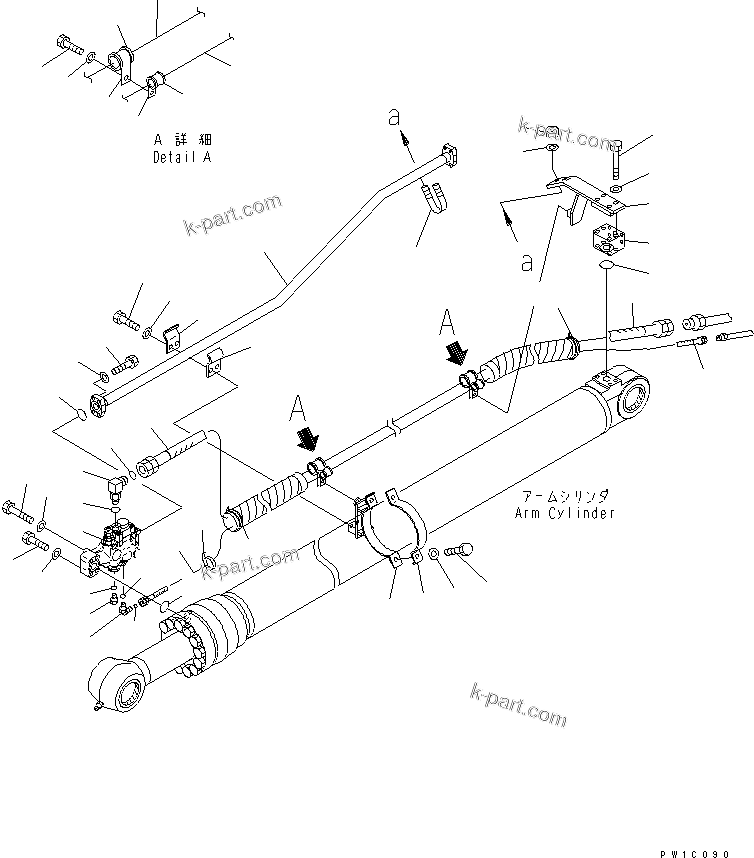 Komatsu parts book diagram for PC200LC-7-BP S/N 200001-UP: ARM CRANE (ARM CYLINDER) (PILOT VALVE)(#200976-)