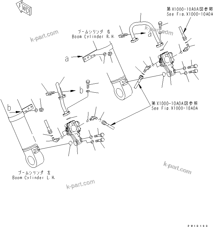 Komatsu parts book diagram for PC200LC-7-BP S/N 200001-UP: ARM CRANE (BOOM CYLINDER) (PILOT VALVE)(#200976-)