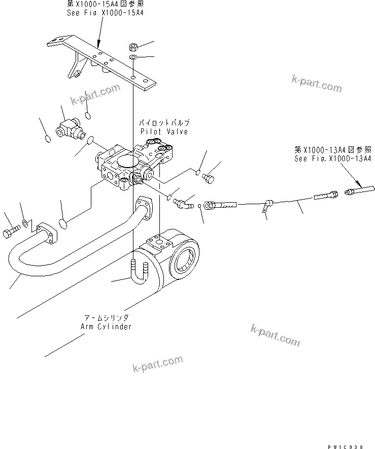 Komatsu parts book diagram for PC200LC-7-BP S/N 200001-UP: ARM CRANE (ARM CYLINDER) (PILOT VALVE) (BURST VALVE) (2/2)(#200001-200975)