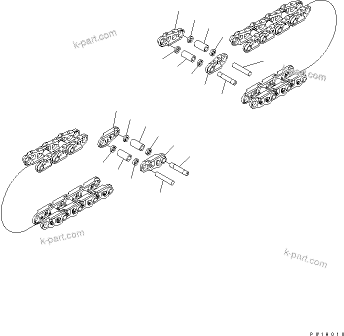 Komatsu parts book diagram for PC200LC-7-BP S/N 200001-UP: TRACK LINK ASS'Y (98 SET) (SUPPLY PARTS)
