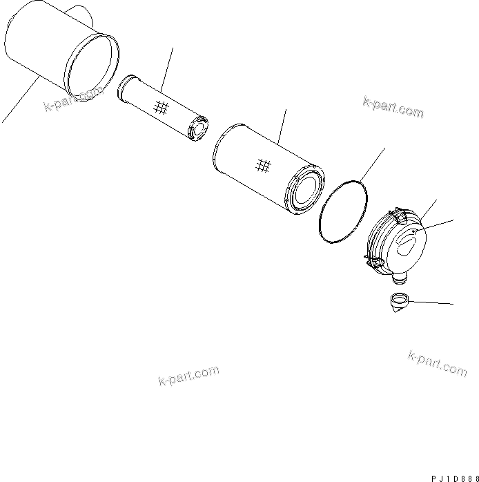 Komatsu parts book diagram for PC200LC-7-BP S/N 200001-UP: AIR CLEANER (INNER PART)