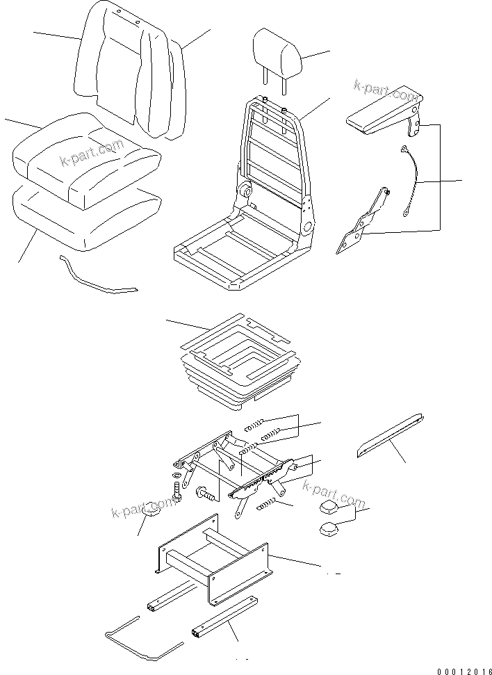 Komatsu parts book diagram for PC200LC-7-BP S/N 200001-UP: OPERATOR'S SEAT ASS'Y (FABRIC SEAT)