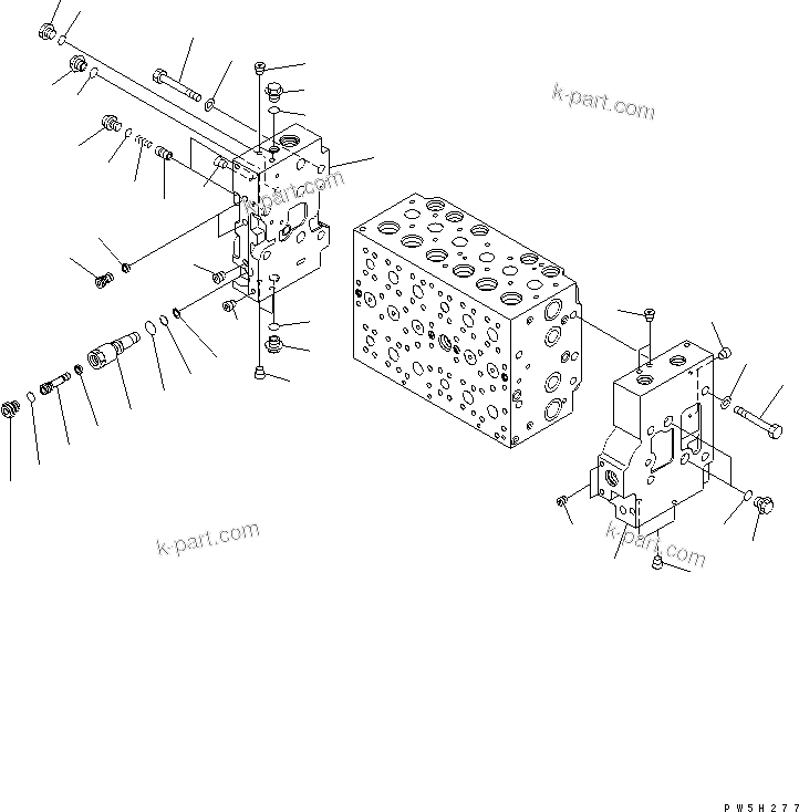 Komatsu parts book diagram for PC200LC-7-BP S/N 200001-UP: MAIN VALVE (7/16)