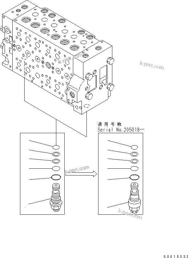 Komatsu parts book diagram for PC200LC-7-BP S/N 200001-UP: MAIN VALVE (8/16)