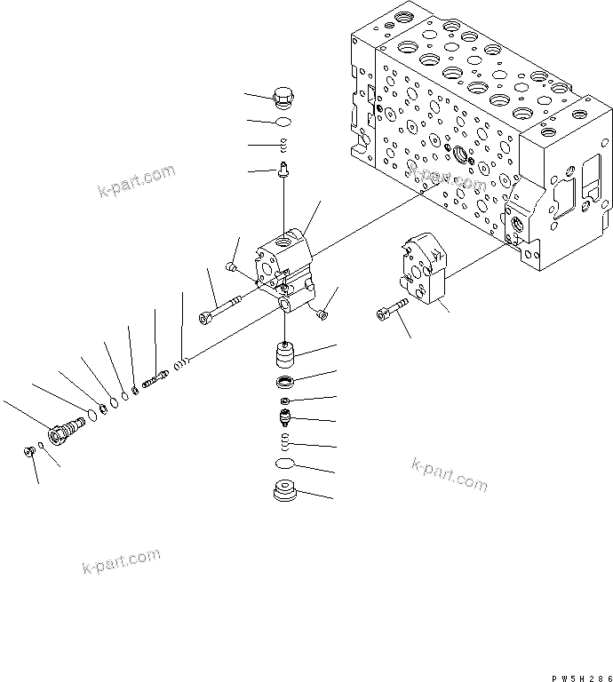 Komatsu parts book diagram for PC200LC-7-BP S/N 200001-UP: MAIN VALVE (16/16)