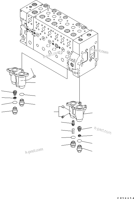 Komatsu parts book diagram for PC200LC-7-BP S/N 200001-UP: MAIN VALVE (1-ACTUATOR) (2/19)