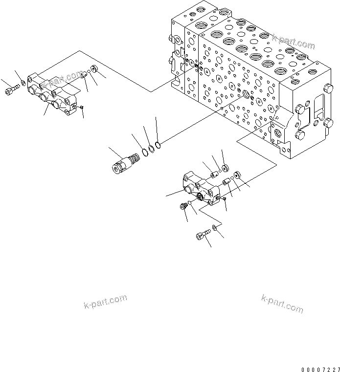 Komatsu parts book diagram for PC200LC-7-BP S/N 200001-UP: MAIN VALVE (1-ACTUATOR) (10/19)
