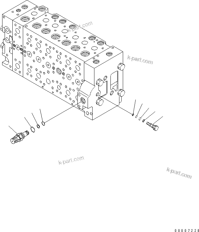 Komatsu parts book diagram for PC200LC-7-BP S/N 200001-UP: MAIN VALVE (1-ACTUATOR) (11/19)