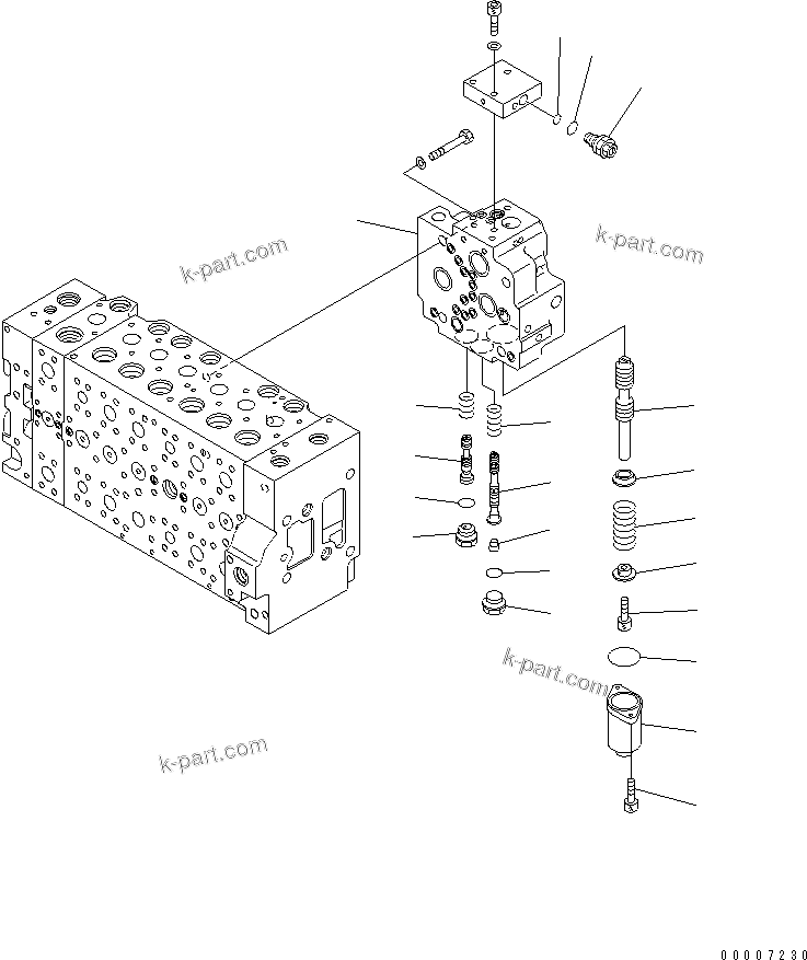 Komatsu parts book diagram for PC200LC-7-BP S/N 200001-UP: MAIN VALVE (1-ACTUATOR) (13/19)