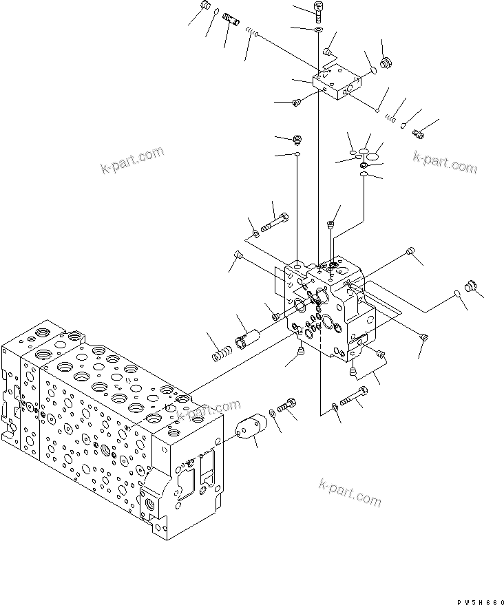 Komatsu parts book diagram for PC200LC-7-BP S/N 200001-UP: MAIN VALVE (1-ACTUATOR) (14/19)
