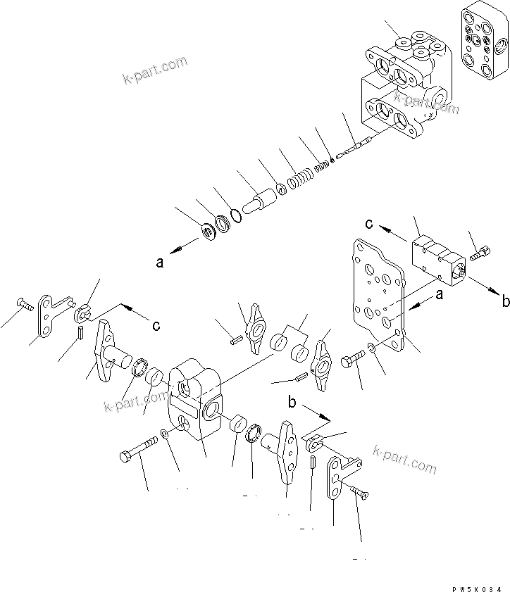 Komatsu parts book diagram for PC200LC-7-BP S/N 200001-UP: PPC VALVE (FOR TRAVEL) (1/2)